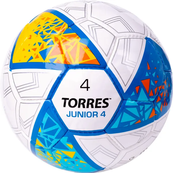 Мяч футб. TORRES Junior-4, F323804, р.4,глянц.ПУ, 4 сл, 32п, руч.сш, бел-жел-гол за 2&nbsp;070.60 ₽ в Сочи