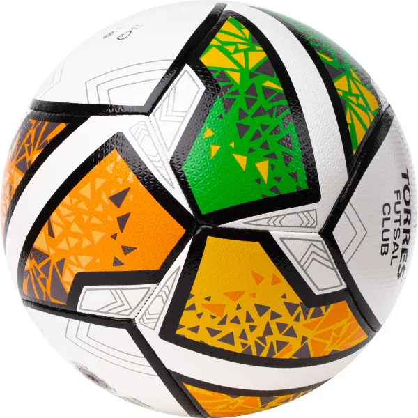 Мяч футзал. TORRES Futsal Club, FS323764, р.4, 10 пан. ПУ, 4 под. сл, гибрид. сш. бело-зел-оранж за 2&nbsp;264.40 ₽ в Сочи