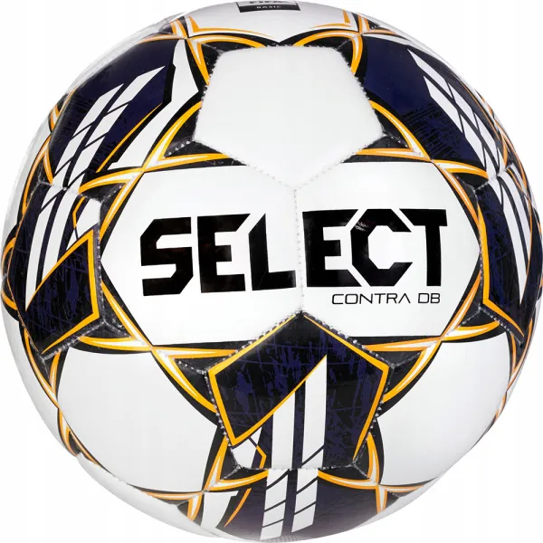 Мяч футб. SELECT Contra DB v23, 0855160600, р.5, FIFA Basic, 32 пан, ПУ, гибр.сш, бело-чер-желтый