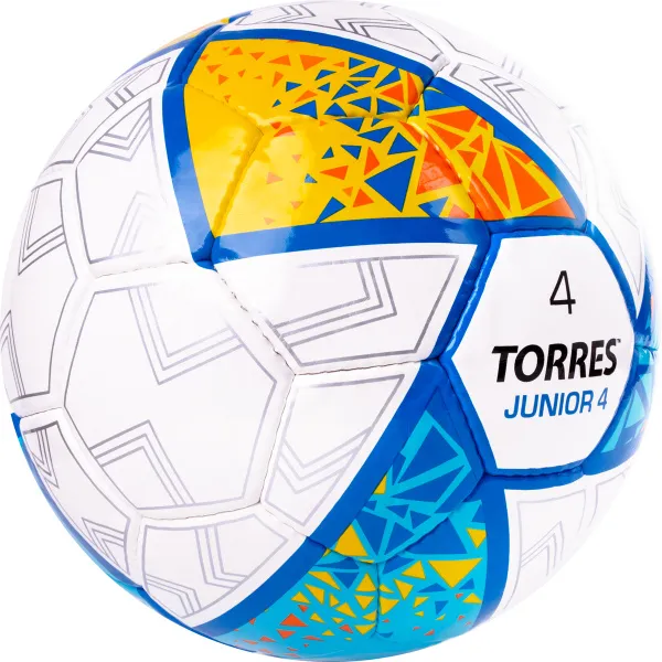 Мяч футб. TORRES Junior-4, F323804, р.4,глянц.ПУ, 4 сл, 32п, руч.сш, бел-жел-гол за 2&nbsp;070.60 ₽ в Сочи